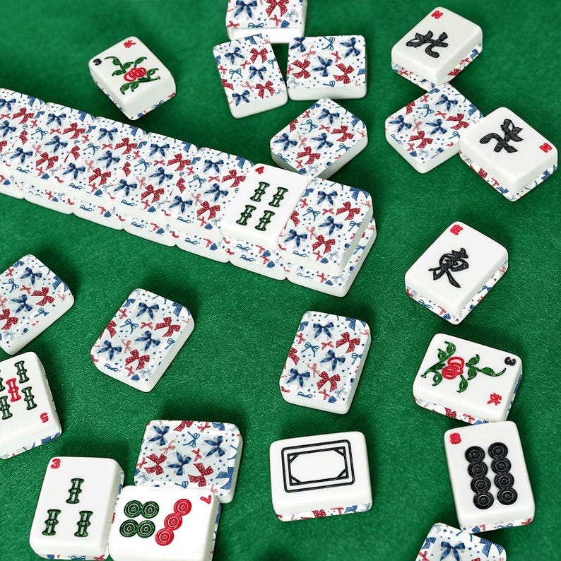 Patriotic Bow Mahjong Tiles, America 250 Mahjong Set, Fourth of July Mahjong Tiles, Red White Blue Bows, American Mahjong Tiles with Jokers image 7