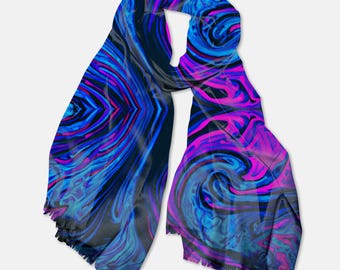 Trippy Pashmina Scarf: Psychedelic Rave Festival Outfit