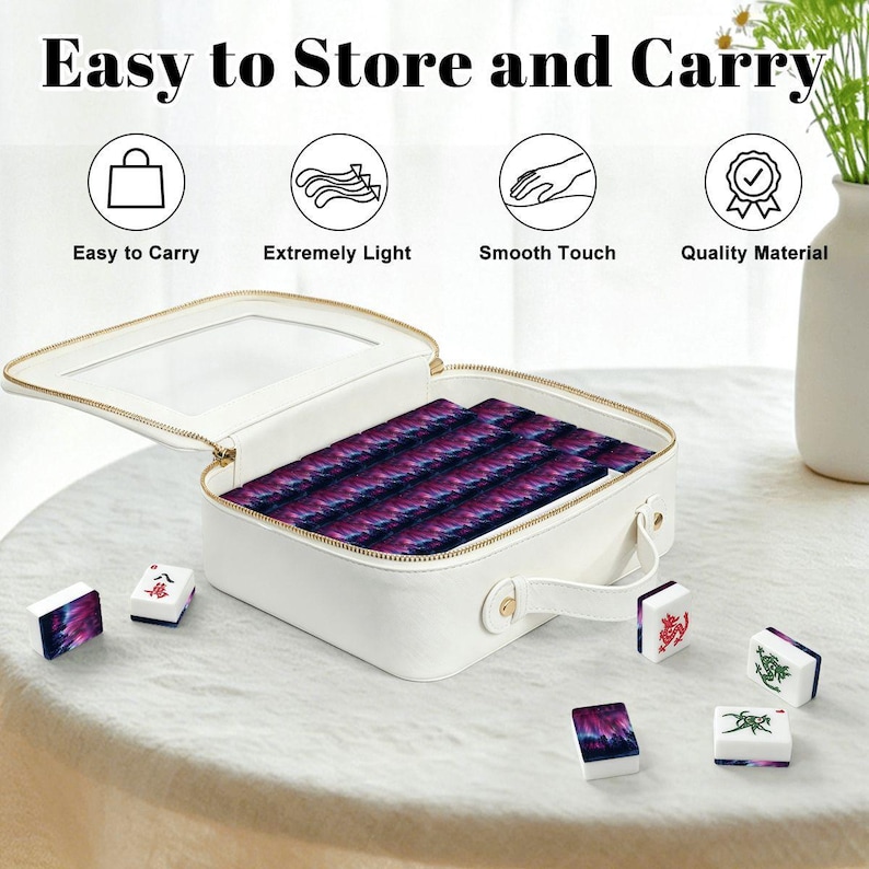 Northern Lights Design, Aurora Borealis Mahjong Tiles with Jokers, Acrylic Mahjong Set with Case Game Night Gift, 166 Piece Mahjong Set Bild 6