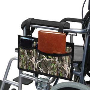 Camo Wheelchair Bag, Custom Accessory, Personalized Pouch, Travel Caddy, Gift for Seniors, Wheelchair Organizer