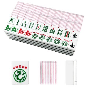 Pink Stripe Mahjong Tiles | Preppy Mahjong Set | Coquette Mahjong Tiles | Grandmillennial Mahjong | Pink Mahjong Gift | Acrylic Mahjong Set image 2