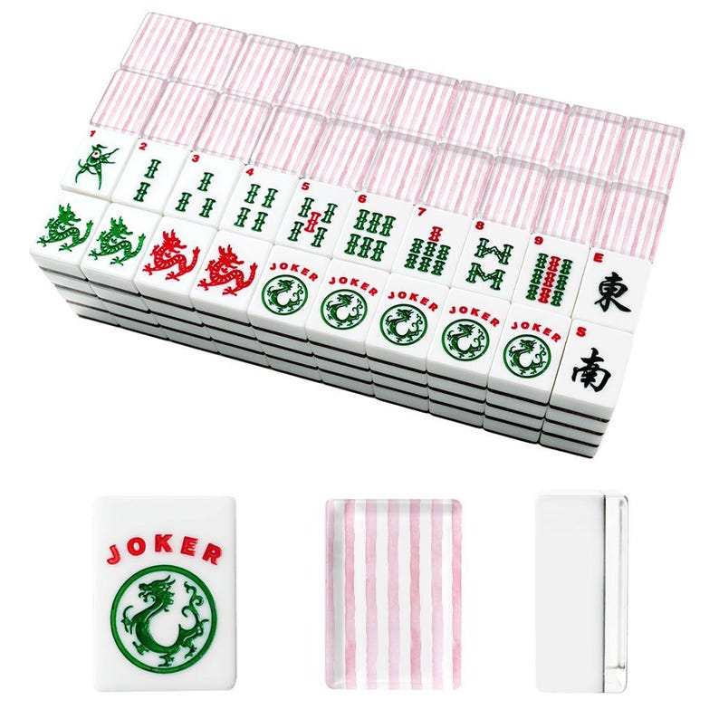 Pink Stripe Mahjong Tiles | Preppy Mahjong Set | Coquette Mahjong Tiles | Grandmillennial Mahjong | Pink Mahjong Gift | Acrylic Mahjong Set image 2