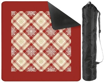 Plaid Mahjong Mat Christmas Mahjong with Bag