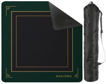 Luxury Green Mahjong Mat – Elegant Black & Gold