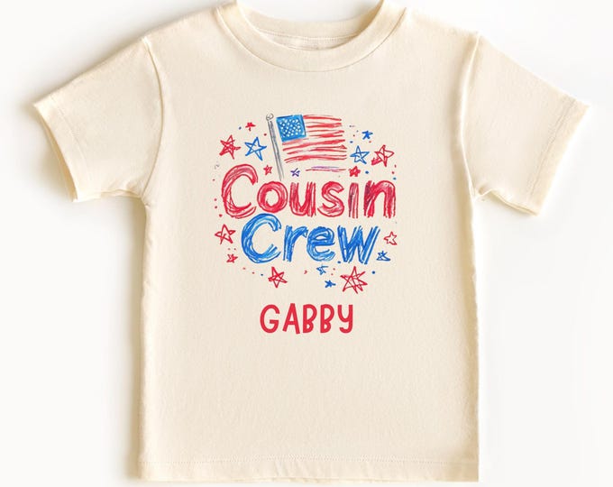 Personalized Cousin Crew 4th of July Shirt, Kids Patriotic Tee, Matching Family Shirts, Independence Day Celebration Wear