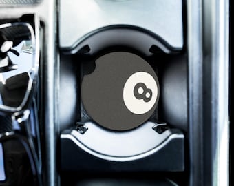8 Ball Car Coaster, 8 Ball Coaster Car Cup Holder Coaster, Mens Car Accessories, Sandstone Coaster, set of 1-2 Car Coaster, Gift for Car