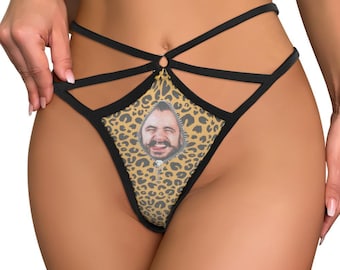 Leopard Face Thong, Custom Personalized Underwear with Photo