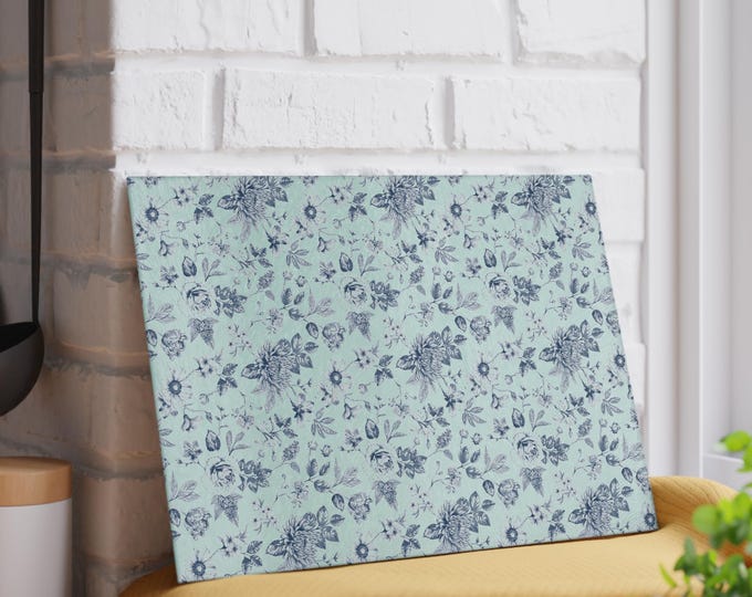 Floral Glass Cutting Board, Elegant Kitchen Decor, Gift for Foodies, Wedding Present, Unique Housewarming Gift,