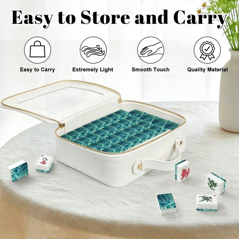 Mahjong Tile Set Northern Lights Design, Aurora Borealis Mahjong Tiles with Jokers, Galaxy Mahjong Game Set with Case Gift image 6