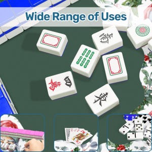 Vintage Vibe Santa Mahjong Mat, Christmas Mahjong Game Mat, Green Holiday Table Mat, Santa Claus Mahjong Gift image 8