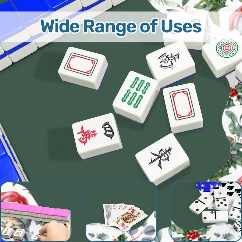 Vintage Vibe Santa Mahjong Mat, Christmas Mahjong Game Mat, Green Holiday Table Mat, Santa Claus Mahjong Gift image 8