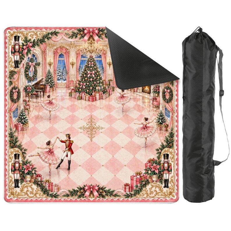 Tapete de Mahjong Rosa Cascanueces Navideño, Tapete de Juego de Mahjong de Bailarina para Vacaciones, Regalo Navideño Rosa Preppy imagen 2