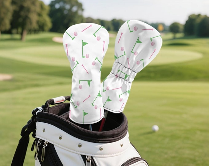 Cute  Golf Head Cover for Women –  Fun Golf Faux Leather, Custom Golf Gift for Him or Her, Driver, Fairway & Hybrid Club Covers