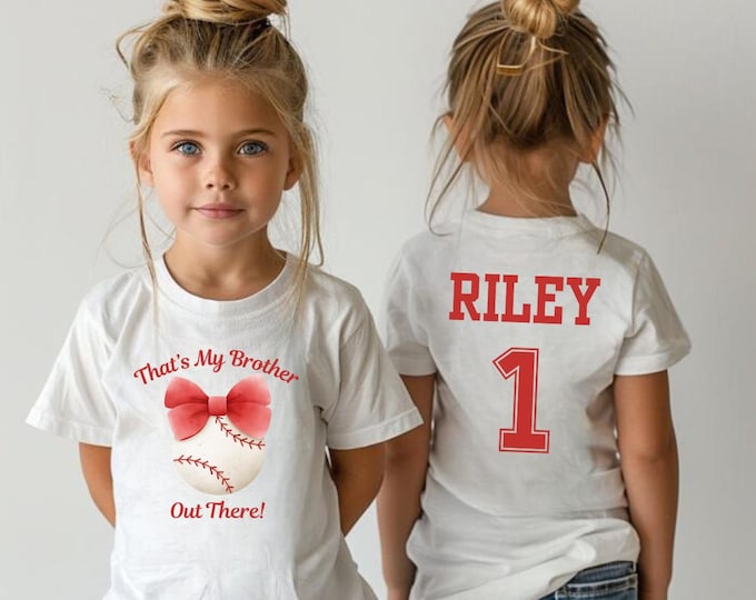 Baseball Sister Shirt with Number Little Sister Baseball T  Cute Sibling Fan Apparel Baseball Sister Hoodie That's My Brother