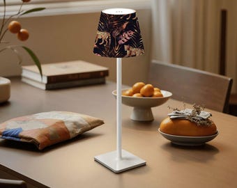 Dark Jungle Mahjong Lamp, Leopard Mahjong Decor, Rechargeable Table Lamp, Wireless Dimmable Game Night Light