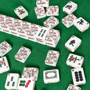 Flamingo Mahjong Tiles, Pink Flamingo Mahjong Set, Tropical Mahjong Tiles, American Mahjong Tiles with Jokers, Coastal Grandmillennial Gift image 7