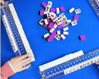 Wildflower Mahjong Rack & Pusher Set – 4 Acrylic Racks with Card Holder