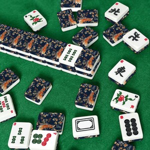 Japanese Crane Mahjong Tiles, Chinoiserie Mahjong Set, Navy Floral Mahjong Tiles, Asian Inspired Mahjong, American Mahjong Tiles with Jokers bild 7
