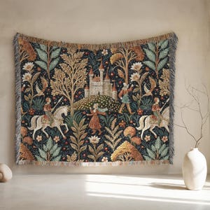 Medieval Tapestry Woven Blanket, Medieval Decor, Gothic Home Decor, Unique Castle Hanging, Cozy Renaissance Gift