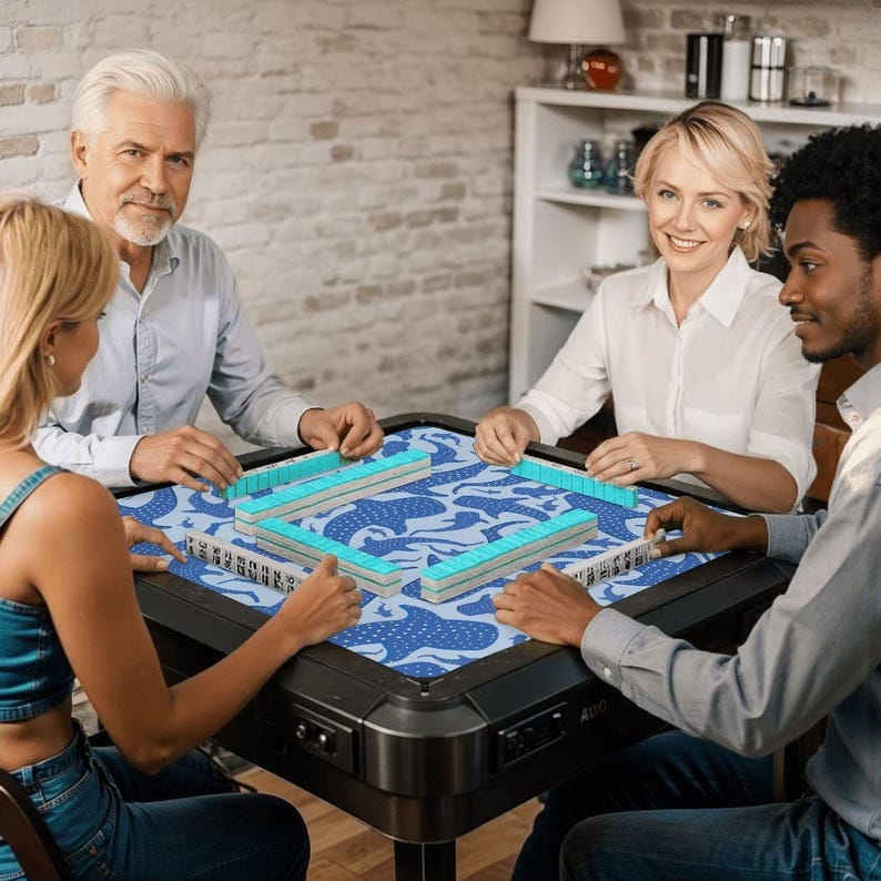 Whale Shark Mahjong Mat, Coastal Mahjong Mat with Bag, Blue Ocean Mahjong Table Cover, Beach House Mahjong Set, American Mahjong Gift bild 8