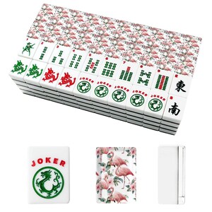 Flamingo Mahjong Tiles, Pink Flamingo Mahjong Set, Tropical Mahjong Tiles, American Mahjong Tiles with Jokers, Coastal Grandmillennial Gift image 2