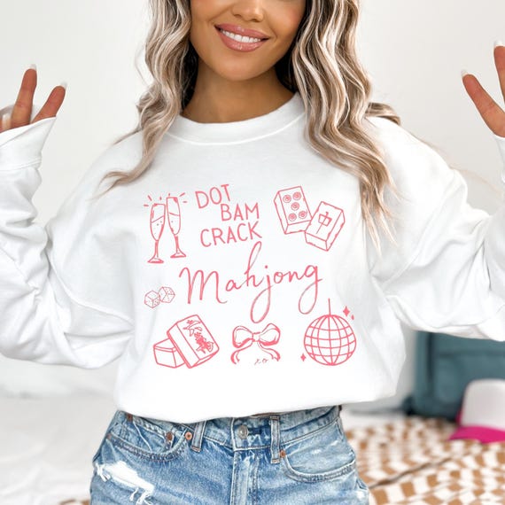 Cracks Dots Bams Funny Mahjong Crewneck Sweatshirt