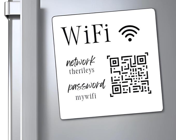 Custom QR Code Magnet for WiFi, Personalized WiFi Sign, Unique Home Decor, Customizable QR Code Gift