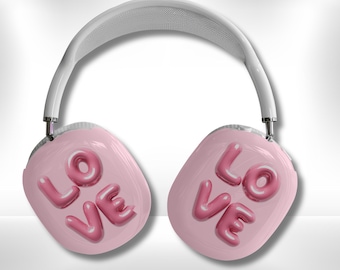 Love Fits AirPod Max Cases - Pink Bubble Letters, Cute Air Pod Case, Gift for Music Lovers, Valentine's Day, Trendy Design
