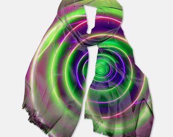 Trippy Pashmina Scarf: Psychedelic Rave Festival Shawl