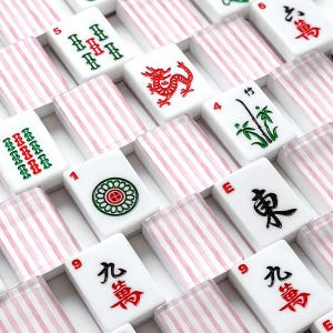 Pink Stripe Mahjong Tiles | Preppy Mahjong Set | Coquette Mahjong Tiles | Grandmillennial Mahjong | Pink Mahjong Gift | Acrylic Mahjong Set image 1