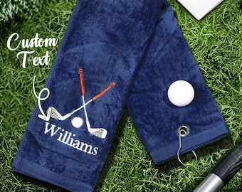 Personalized Embroidered Golf Towel: Custom Golf Gift with Clip