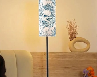 Floor Lamp, Modern Standing Light, Coastal Chinoiserie Design, Dimmable, Cozy Living Room Decor, Footswitch,