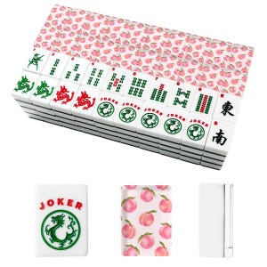 Peach Mahjong Tiles | Pink Peach Mahjong Set | Coquette Mahjong Tiles | Summer Mahjong Gift | Preppy Mahjong Accessories | Acrylic Mahjong 画像 2