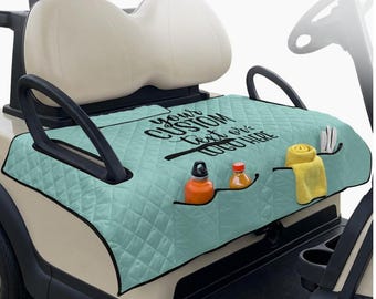 Personalized Quilted Golf Cart Seat Cover | Golf Cart Protector with Storage Pockets | Golf Gift for Golfers | Custom Foldable Seat Cover
