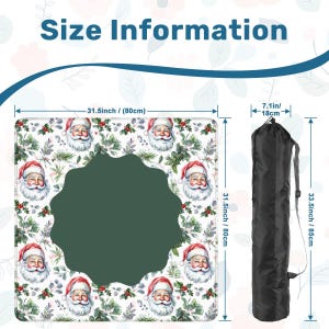 Vintage Vibe Santa Mahjong Mat, Christmas Mahjong Game Mat, Green Holiday Table Mat, Santa Claus Mahjong Gift image 3
