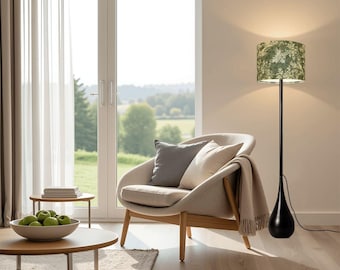 Modern Teardrop Floor Lamp: Linen Shade, Remote Control, Ambient Lighting