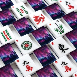 Northern Lights Design, Aurora Borealis Mahjong Tiles with Jokers, Acrylic Mahjong Set with Case Game Night Gift, 166 Piece Mahjong Set Bild 1
