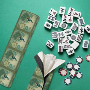 Peacock Mahjong Tile Racks with Pushers and Carry Bag, Elegant Peacock Mahjong, Acrylic Racks with Pushers, Mahjong Gift for Her image 1