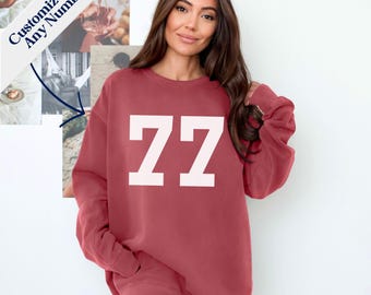 Sudadera deportiva personalizada con número y colores cómodos: camiseta para aficionados el día del partido