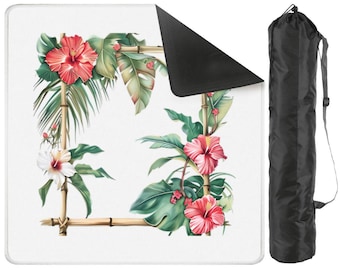Floral Mahjong Mat, Elegant Game Accessory, Hawaiian Floral, Perfect Gift for Enthusiasts, Hibiscus Mahjong Mat