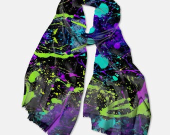 Trippy Pashmina Scarf: Psychedelic Rave Festival Shawl