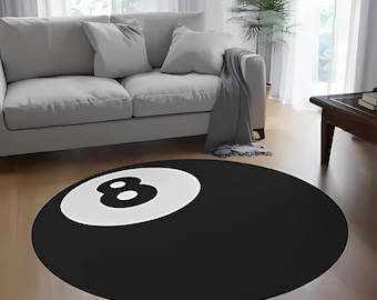 8 Ball Rug: 60 Inch Modern Game Room Decor