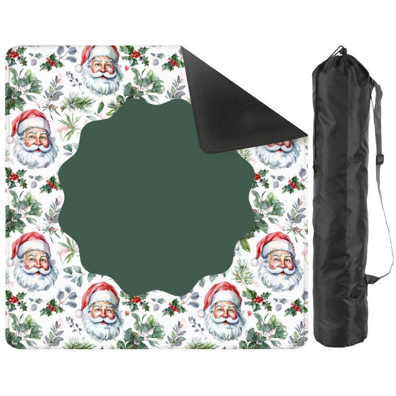 Vintage Vibe Santa Mahjong Mat, Christmas Mahjong Game Mat, Green Holiday Table Mat, Santa Claus Mahjong Gift image 2