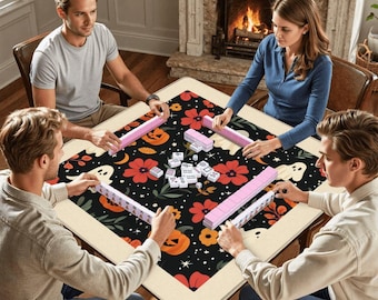 Fall Mahjong Mat – Autumn Game Table Cover | Seasonal Game Board Accessory for American Mah Jongg, Non-Slip & Durable Play Mat