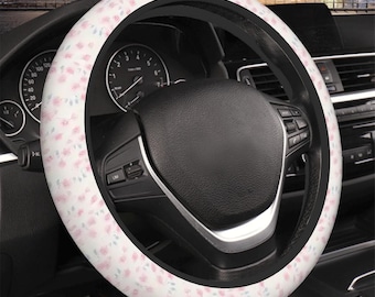 Pink Floral Steering Wheel Cover: Neoprene Car Accessory