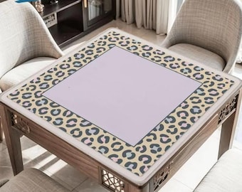 Leopard Print Mahjong Mat: Non-Slip Game Night Fun