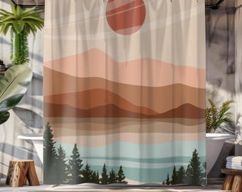 Earthy Tones Shower Curtain: Boho Chic Bathroom Decor