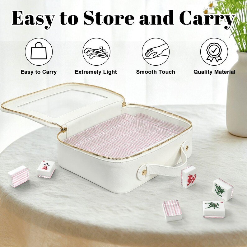 Pink Stripe Mahjong Tiles | Preppy Mahjong Set | Coquette Mahjong Tiles | Grandmillennial Mahjong | Pink Mahjong Gift | Acrylic Mahjong Set image 6