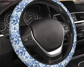 Chinoiserie Floral Steering Wheel Cover: Non-Slip Neoprene Car Accessory