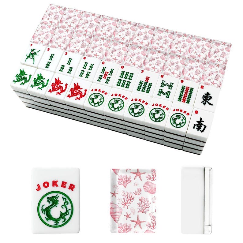 Fichas de Mahjong Costeras / Juego de Mahjong de Conchas Rosas / Fichas de Mahjong de Playa / Mahjong Grandmillennial Costero / Mahjong de Estrellas de Mar imagen 2